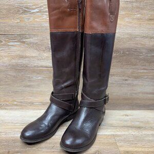 Marc Fisher Amber Brown Leather Riding Boots Women's Size 8